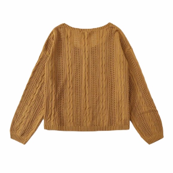 PLUS yellow cable knit sweater boho - Picture 2 of 4